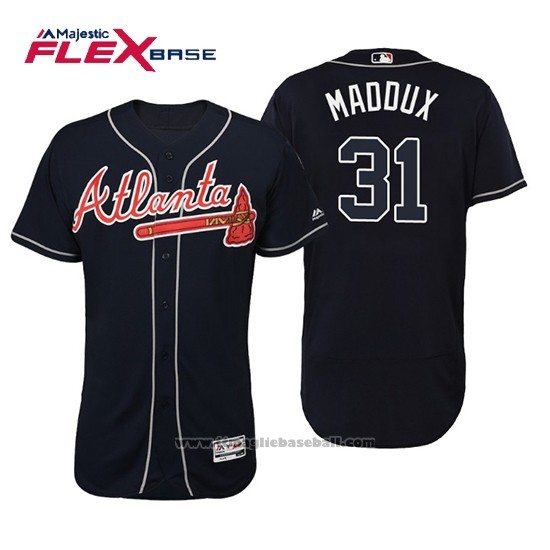 Maglia Baseball Uomo Atlanta Braves Greg Maddux Flex Base Autentico Collezione Alternato 2019 Blu